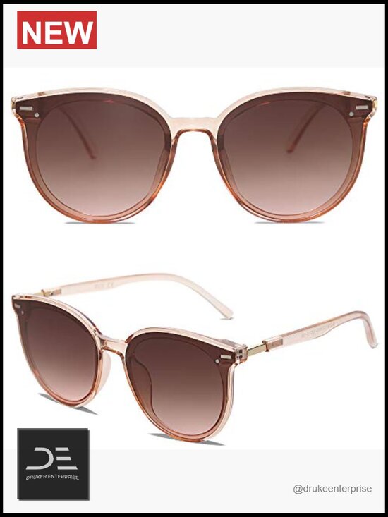Round Retro Vintage Sunglasses with UV400 Protection, Large Frame, Plastic &